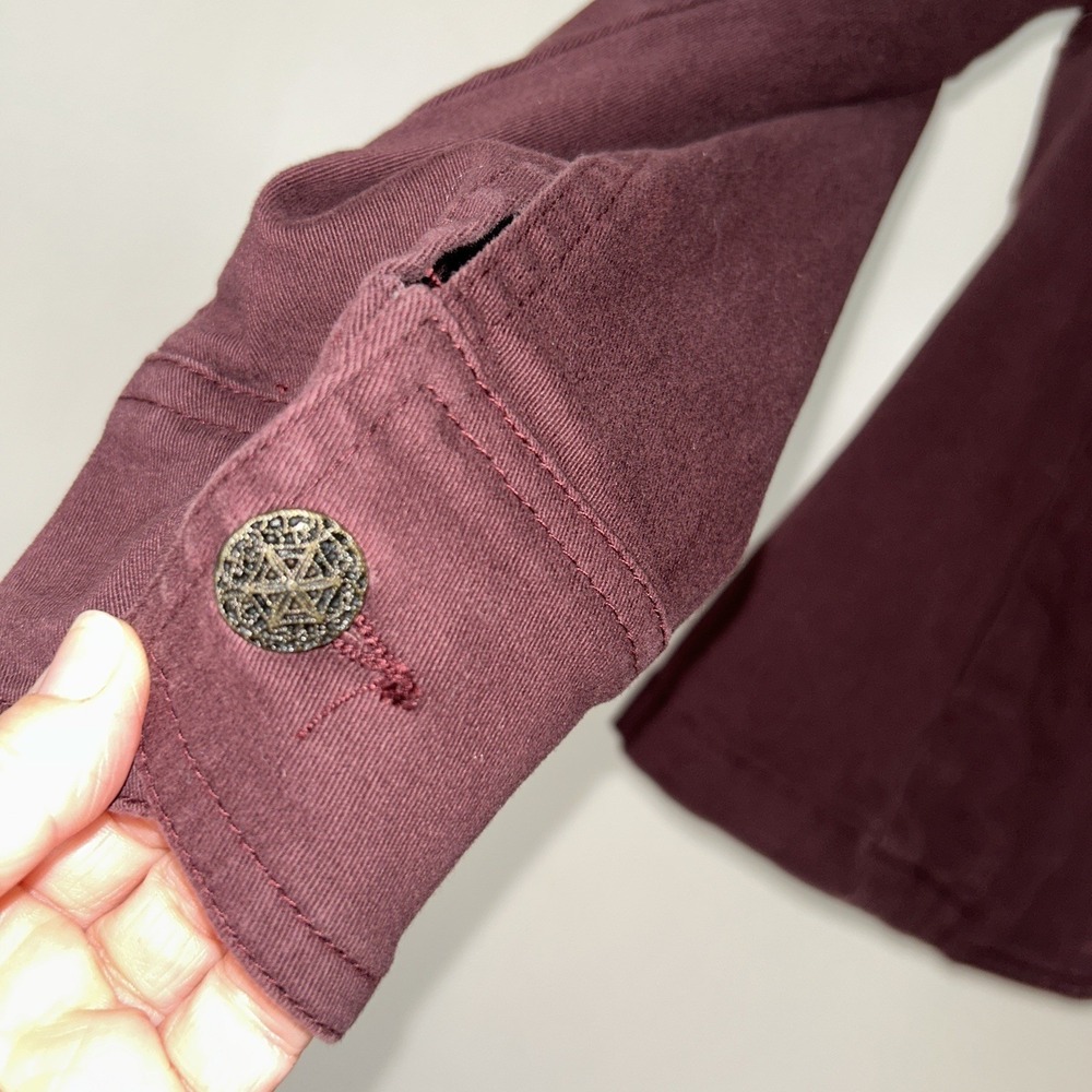 Live A Little LAL Woman's Utility Jacket Medium Petite Button Cotton Wine Color - Picture 5 of 15